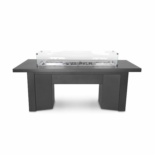 The Outdoor Plus 48 Rectangular Alameda Fire Table, Powder Coated Metal, Black, Liquid Propane OPT-ALMPC48E12V-BLK-LP - main